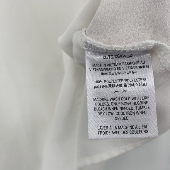 Alfani Women's Size XL White Chiffon Zip-Back Ruffled Sleeve Blouse - Picture 7 of 10